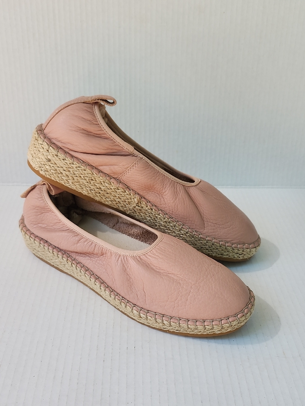 COLE HAAN GRAND.OS CLOUDFEEL LEATHER ESPARDRILLE BALLET FLATS